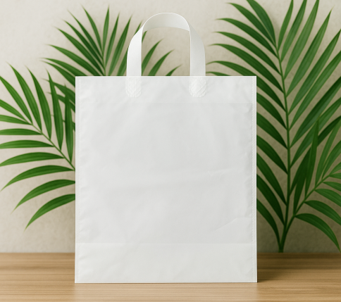 Sacola Branca e Folhas Tropicais